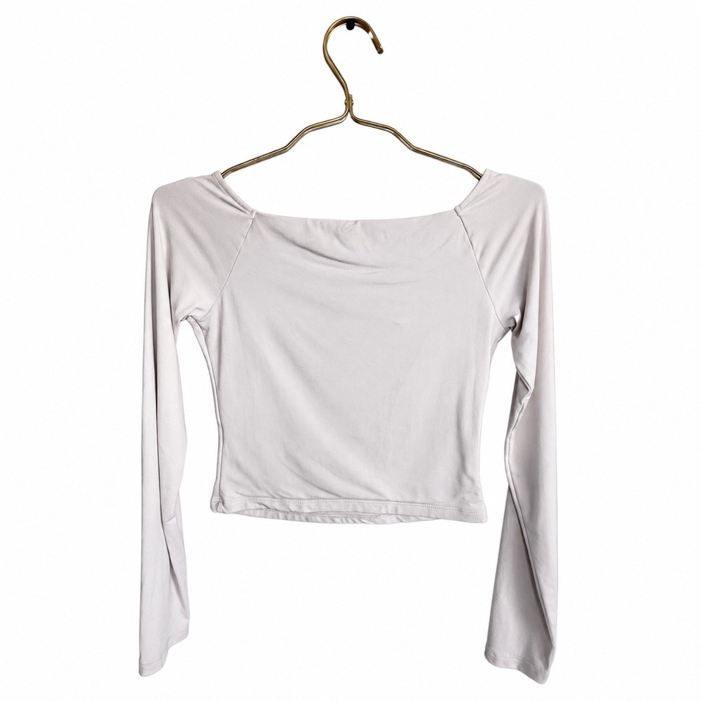 Wild Skye Light Pink Square Neck Long Sleeve Crop Top Stretch Size S Y2K - Picture 3 of 8